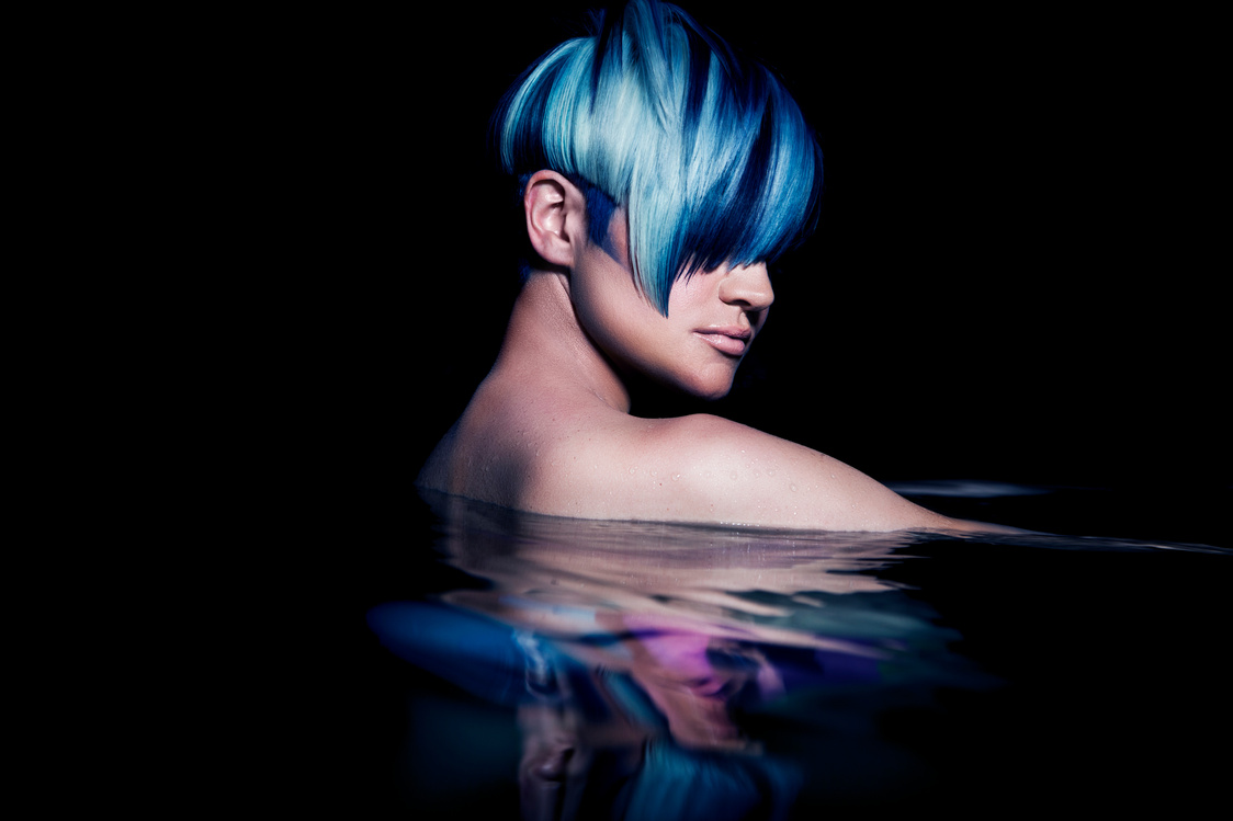 Blue Haired Woman in Water